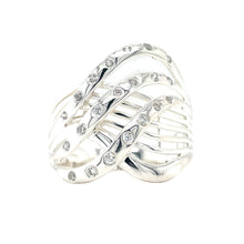 Load image into Gallery viewer, B23J33S Sparkling Sterling Silver 3 Crossover Wave Ring with CZ Stones
