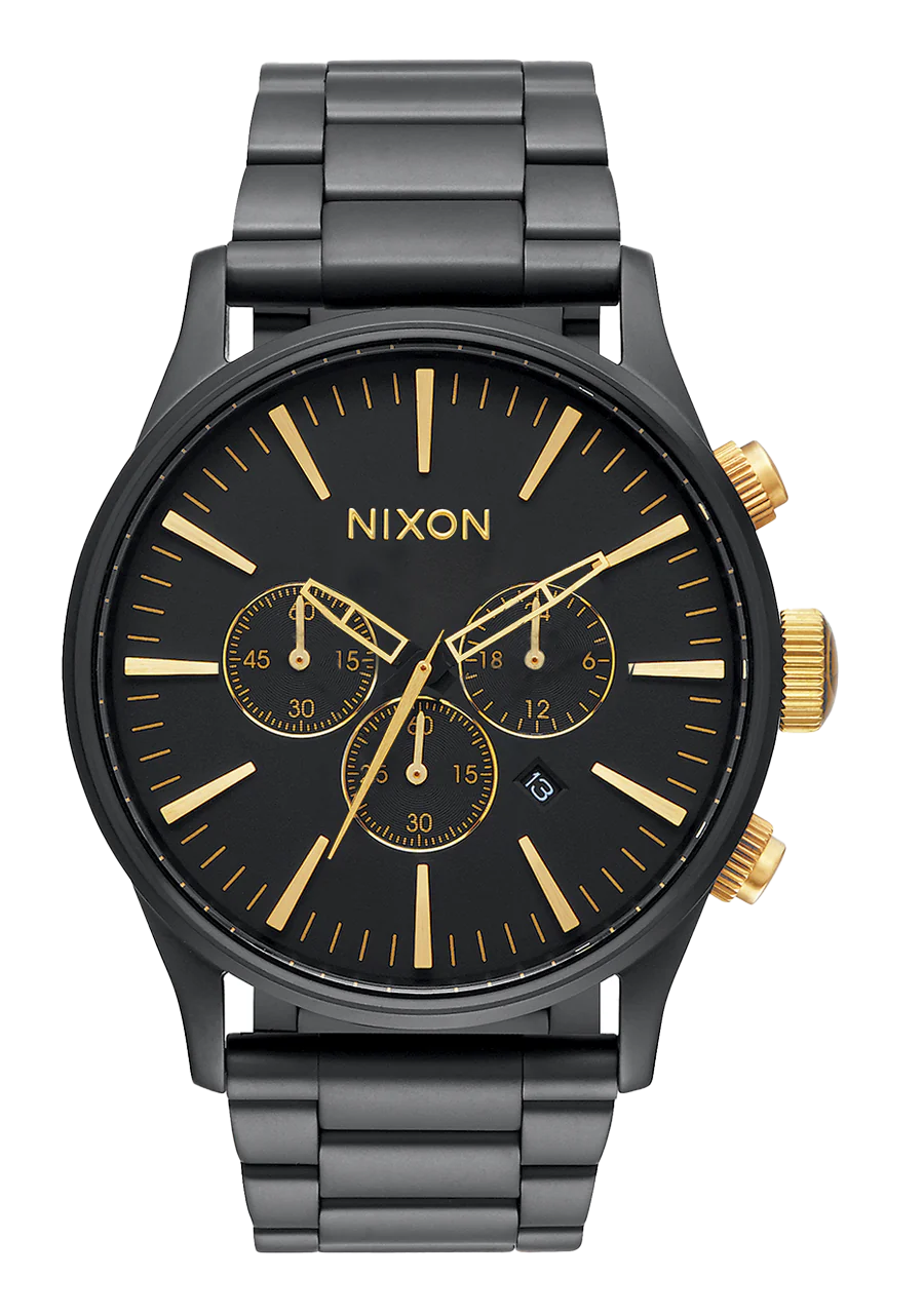 Nixon Sentry Chrono Watch Matte Black / Gold – Broadway Jewellers NZ