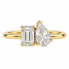 Load image into Gallery viewer, 10kt Yellow Gold Emerald & Pear Diamond Duo Ring TDW 1.00ct