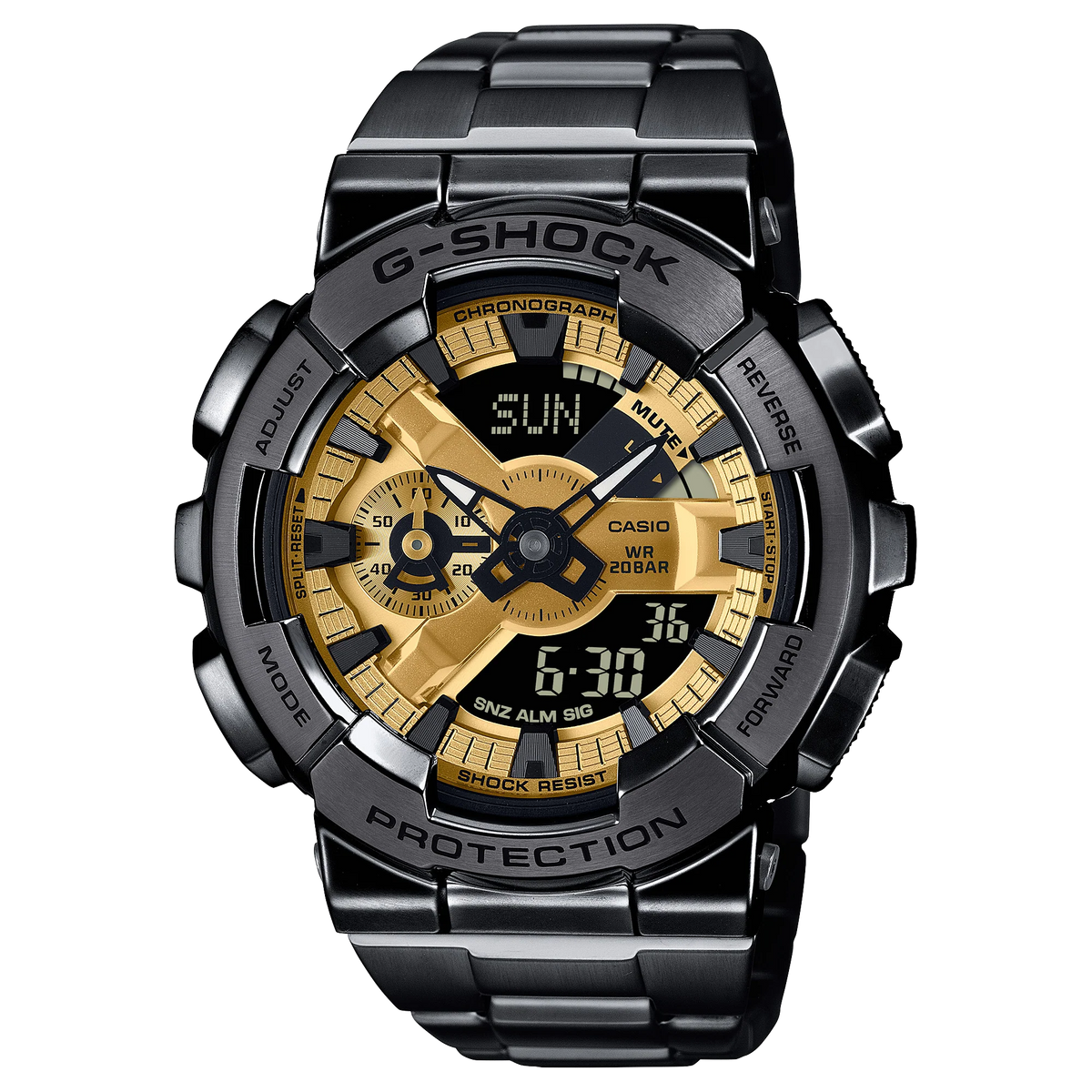 GM110BD-1A9 G-Shock Black/Gold – Rugged Stainless Steel Watch