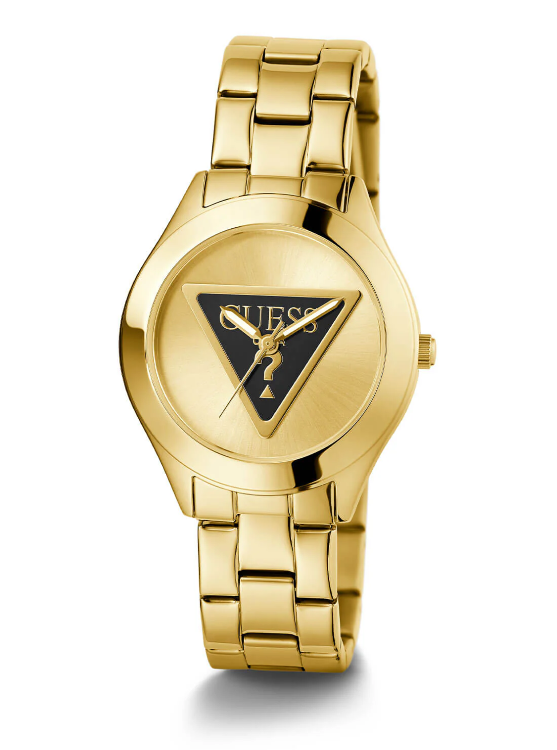 GUESS GW0675l2 Ladies Gold Tri Plaque Black Link Watch