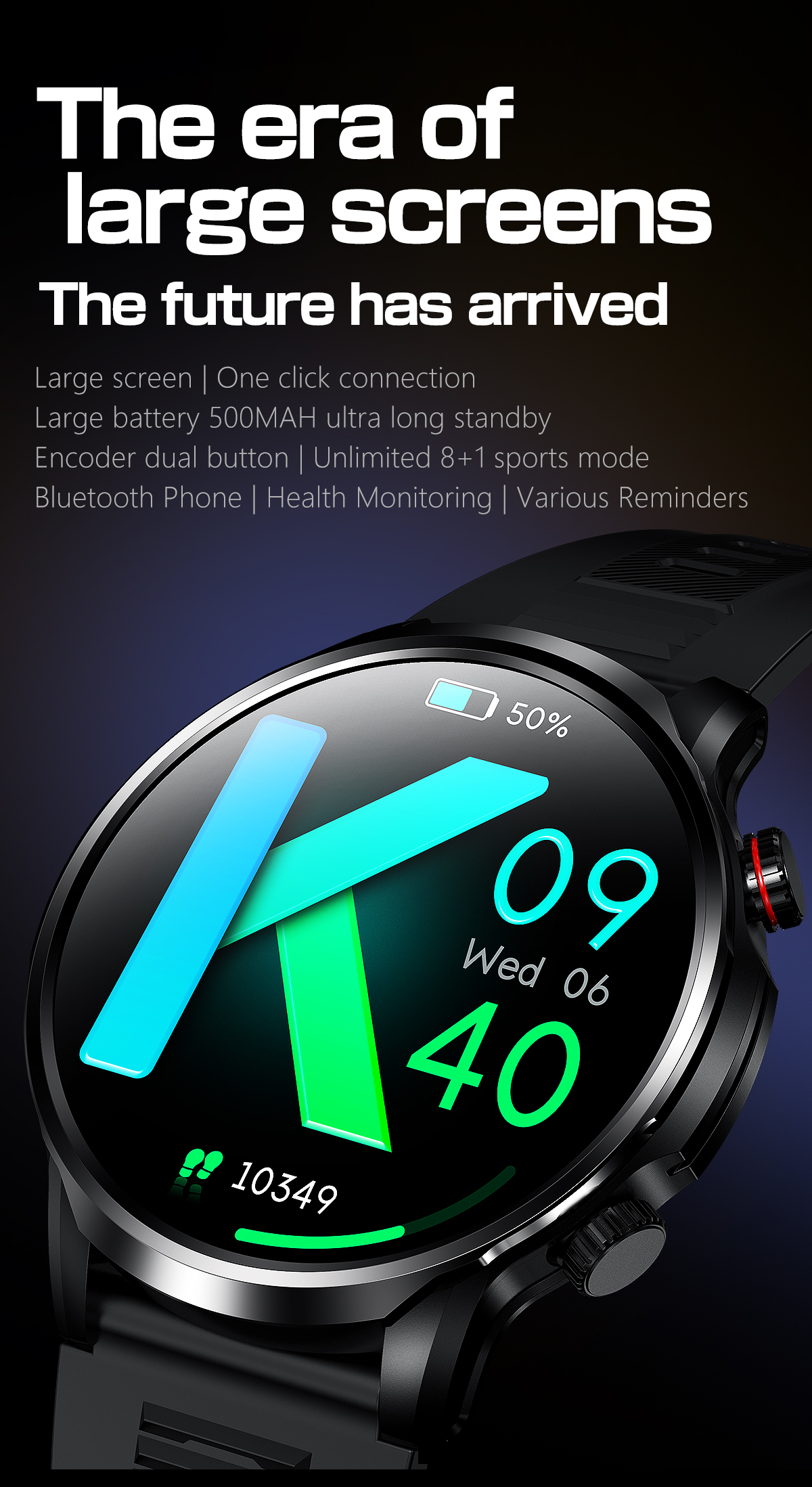 Broadway GX100 Silver 1.95inch HD Large Screen BT Calling Smartwatch