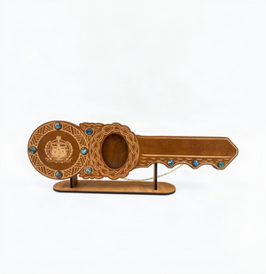 Traditional Samoan 21st Birthday Key with Paua Shell Inlay With Stand (Engraving Option)