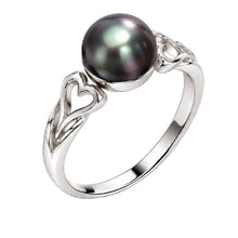 Load image into Gallery viewer, 925 Sterling Silver Natural Black Pearl Heart Solitaire Ring