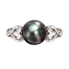 Load image into Gallery viewer, 925 Sterling Silver Natural Black Pearl Heart Solitaire Ring