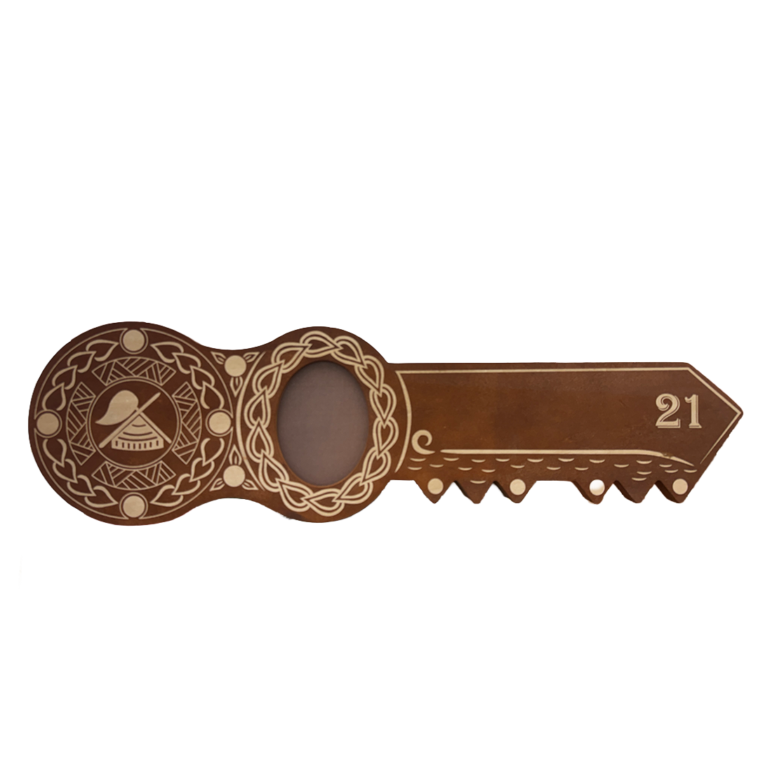 21st Island Design Key with Samoan Sila, Laser Engraved Patterns & Photo Frame