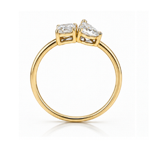 Load image into Gallery viewer, 10kt Yellow Gold Emerald & Pear Diamond Duo Ring TDW 1.00ct