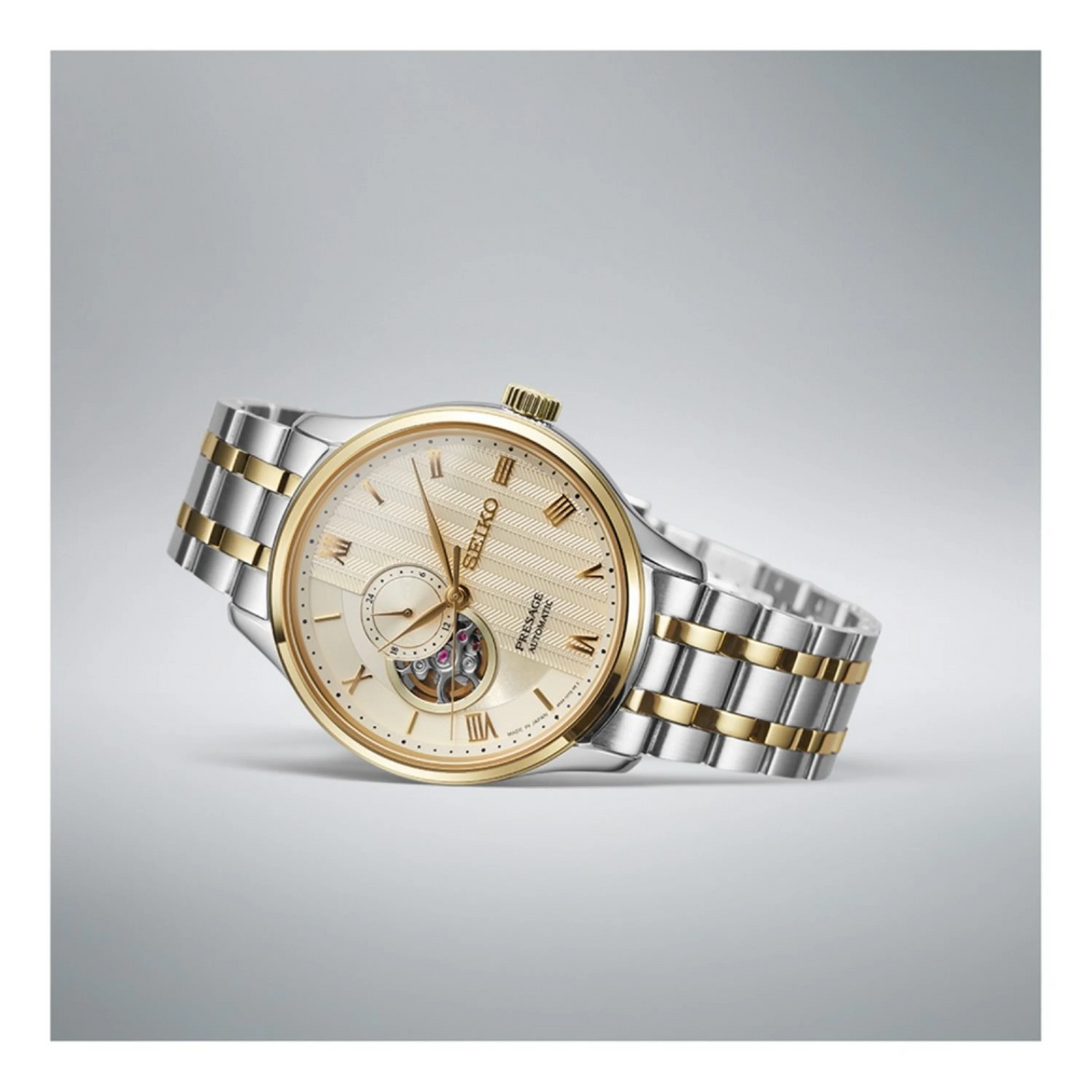 SSA464J SEIKO Presage Japanese Zen Garden Automatic Gold-Tone Sand Dial Watch