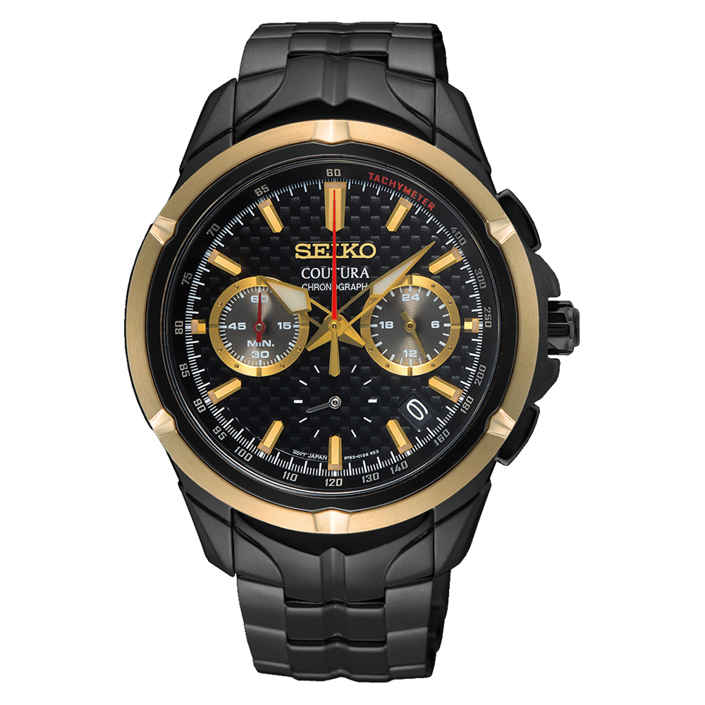 Seiko black and gold mens online watch