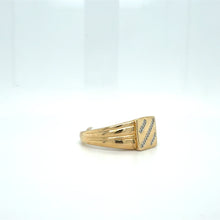 Load image into Gallery viewer, 10ct Gold Rectangular Diamond Stripe Men's Ring