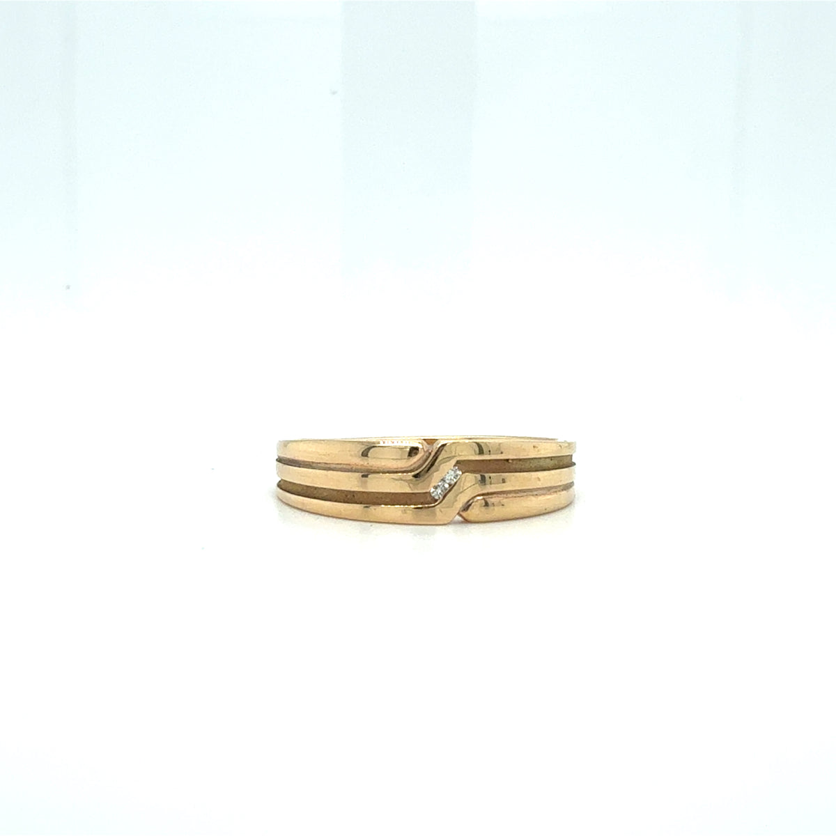 9ct Gold Two-Diamond Contour Men's Band