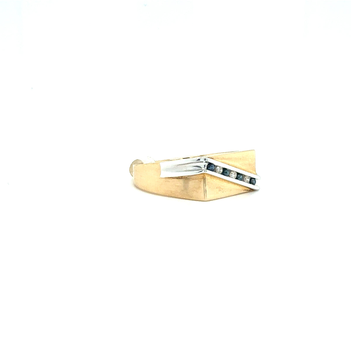 9ct Gold Diamond and Blue Sapphire Channel Ring
