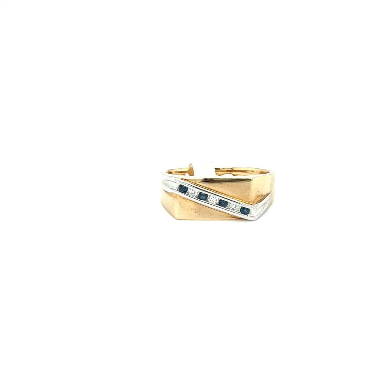 9ct Gold Diamond and Blue Sapphire Channel Ring