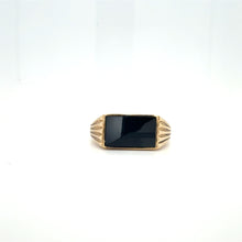 Load image into Gallery viewer, Pure Black: 9ct Gold Rectangle Black Onyx Statement Ring
