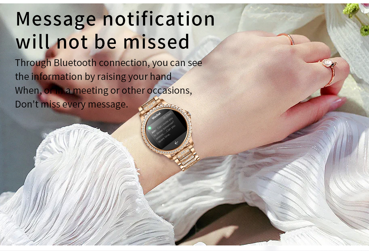 Broadway GI58 Gold Mesh With Peach Strap Ladies Smartwatch Luxury