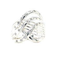 Load image into Gallery viewer, B23J33S Sparkling Sterling Silver 3 Crossover Wave Ring with CZ Stones
