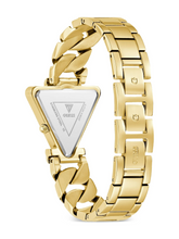 Load image into Gallery viewer, Guess Ladies Fame Triangle Case Gold Case &amp; Band – GW0859L2
