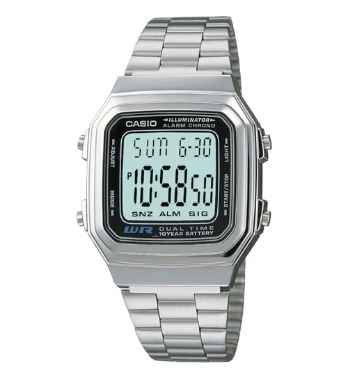 Casio Vintage Silver Digital Watch A178WA-1A