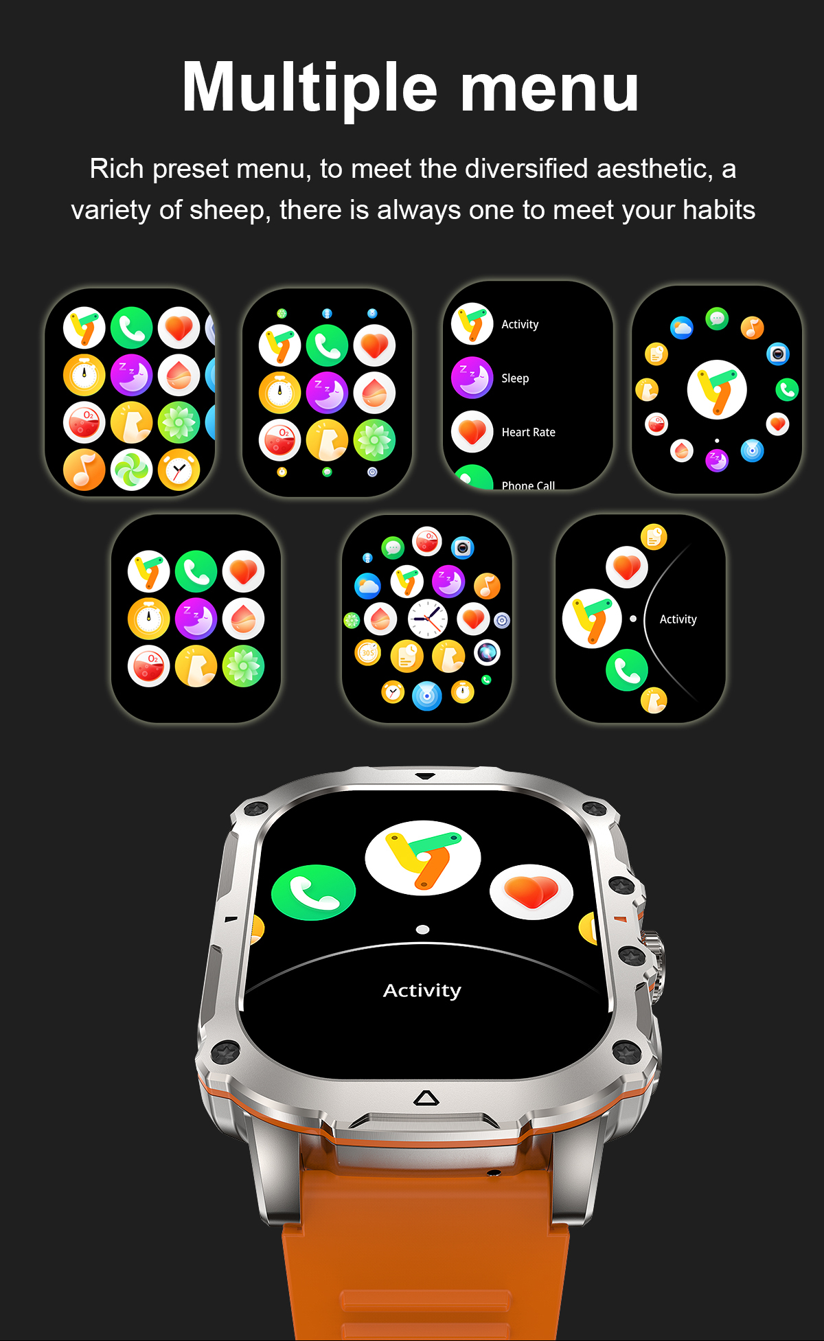 Broadway GK72 Silver Rectangle Stylish Sport Watch Amoled Screen Smartwatch
