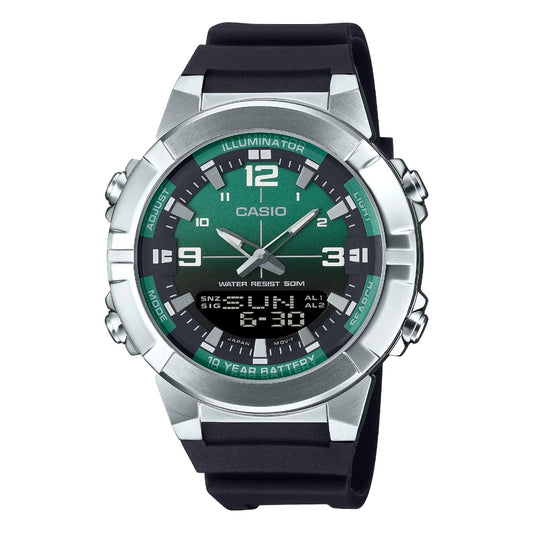 AMW870A-3A Casio 100 Metre 10 Year Battery Gradient Green Black Watch