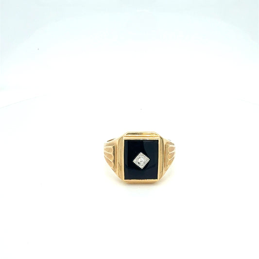9ct Gold Black Onyx Diamond Ring