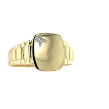 Load image into Gallery viewer, 9CT YELLOW GOLD MEN&#39;S DIAMOND SIGNET RING B22J56
