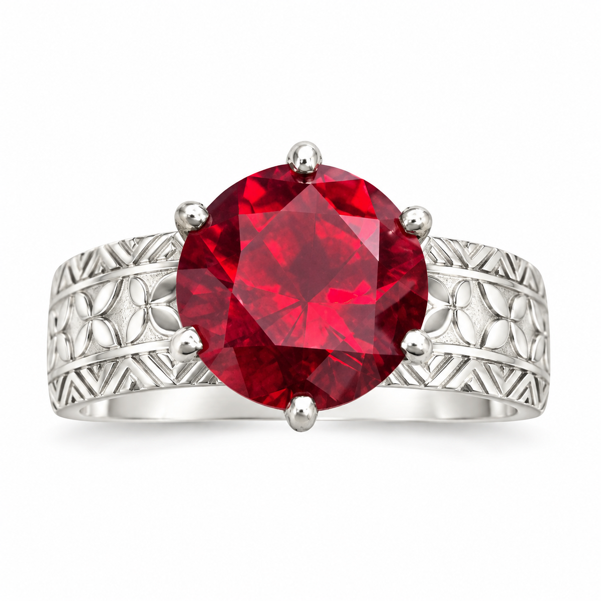 925 Sterling Silver Hawaiian Ruby Solitaire Ring