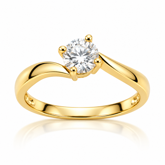 9ct Yellow Gold Twist Solitaire Diamond Ring 0.90 TDW