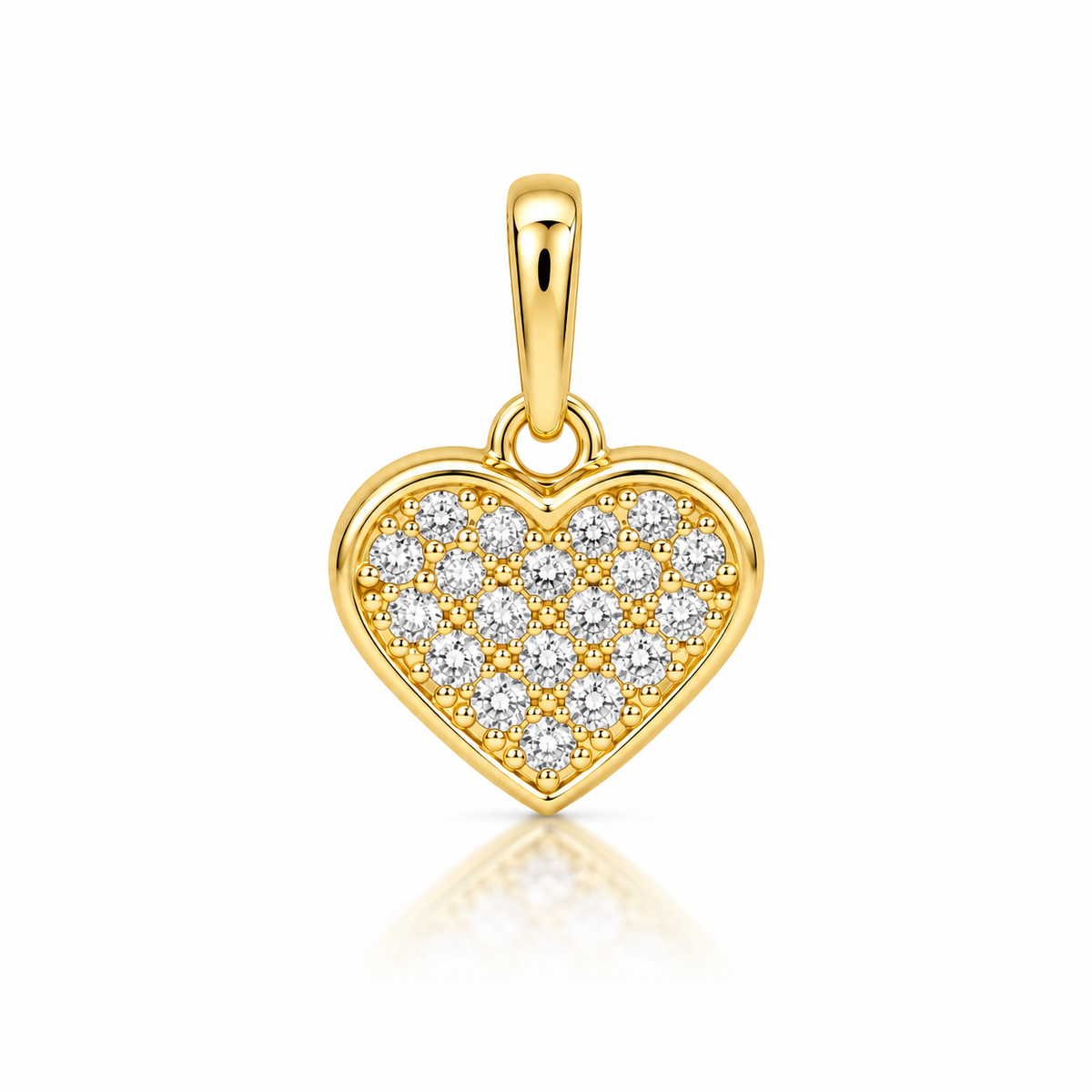 9ct Yellow Gold Pavé Lab-Grown Diamond Heart Pendant 0.10ct TDW