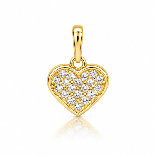 9ct Yellow Gold Pavé Lab-Grown Diamond Heart Pendant 0.10ct TDW