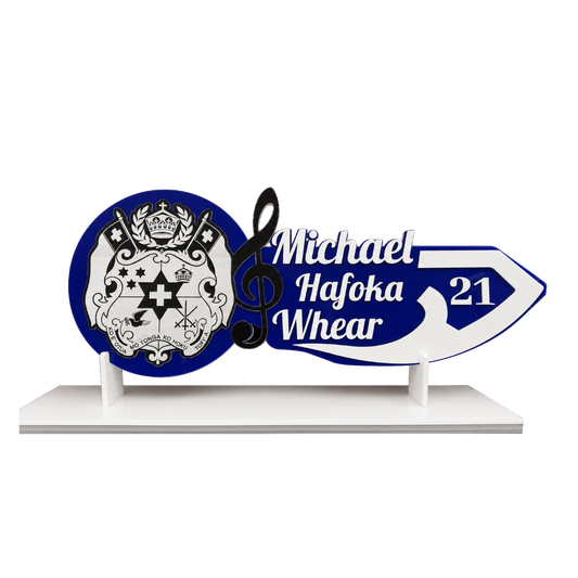 Custom 21st Birthday Key with Stand – Tongan Music Note