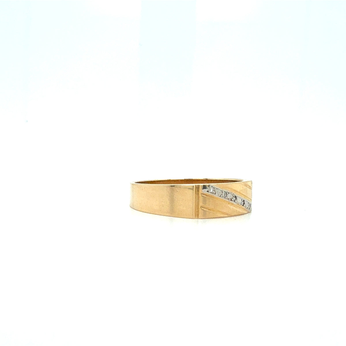 9ct Gold Diagonal Diamond Channel Men's Ring