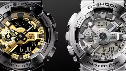 GM110D-8A G-Shock G-Steel Duel Time, Silver Dial & Case, Stainless Steel Band 200M