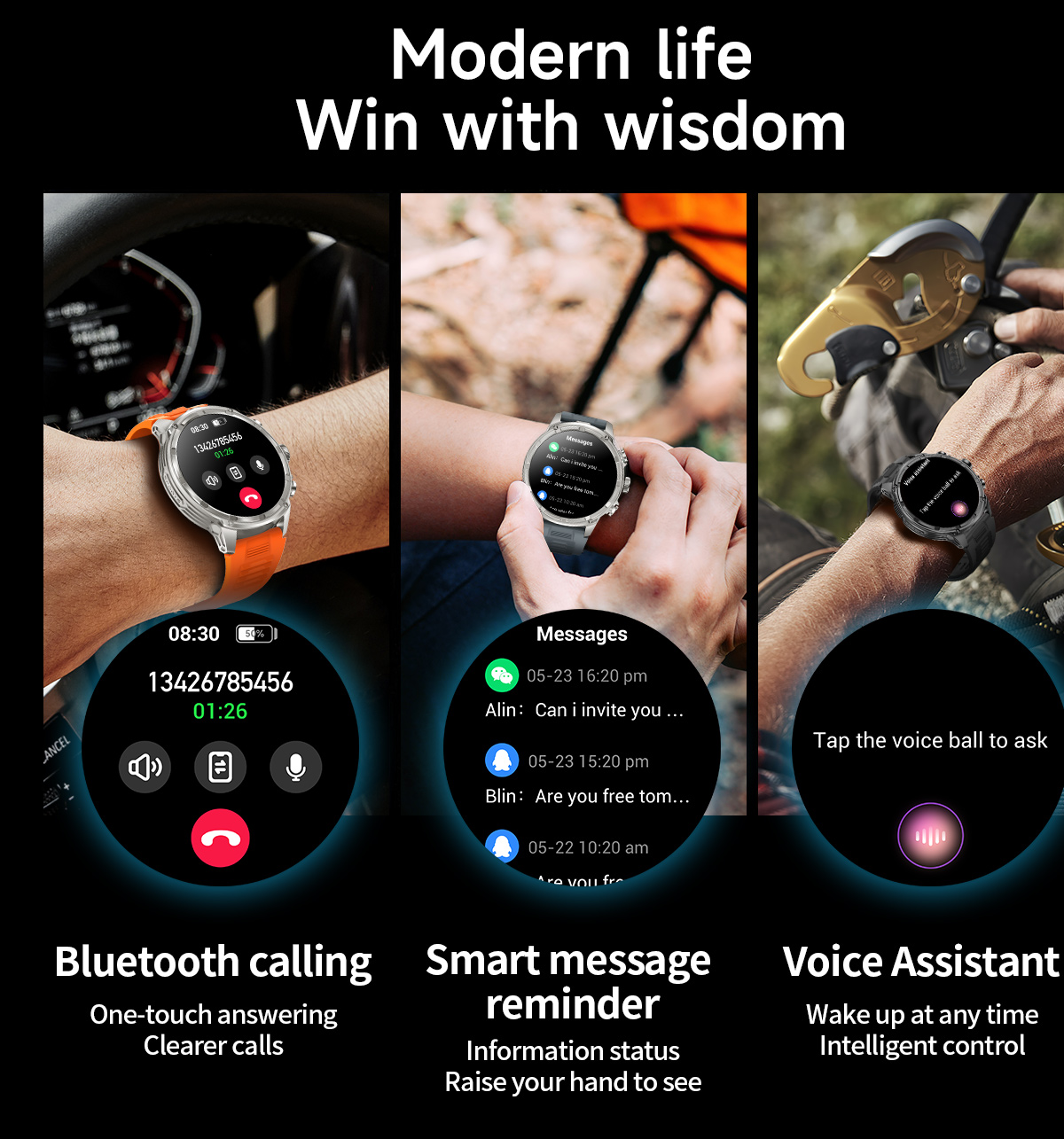 Broadway GV99 Black Outdoor Sport Watch with Flashlight Branded style Smartwatch