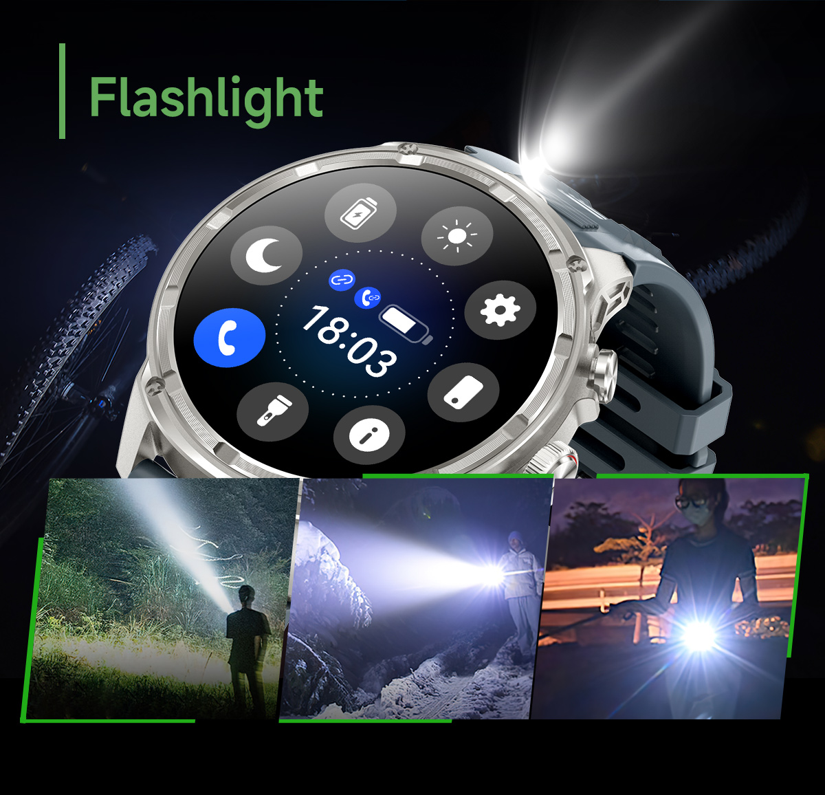 Broadway GV99 Black Outdoor Sport Watch with Flashlight Branded style Smartwatch