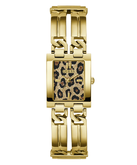 GW0807L2 GUESS Leopard Ladies Gold Tone Analog Watch 40th Anniversary Iconic Animal