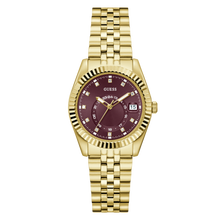 Load image into Gallery viewer, GW0936L2 GUESS  Burgundy Sunray Ladies Gold-Tone Analogue Watch
