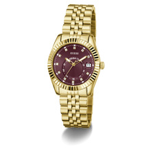 Load image into Gallery viewer, GW0936L2 GUESS  Burgundy Sunray Ladies Gold-Tone Analogue Watch

