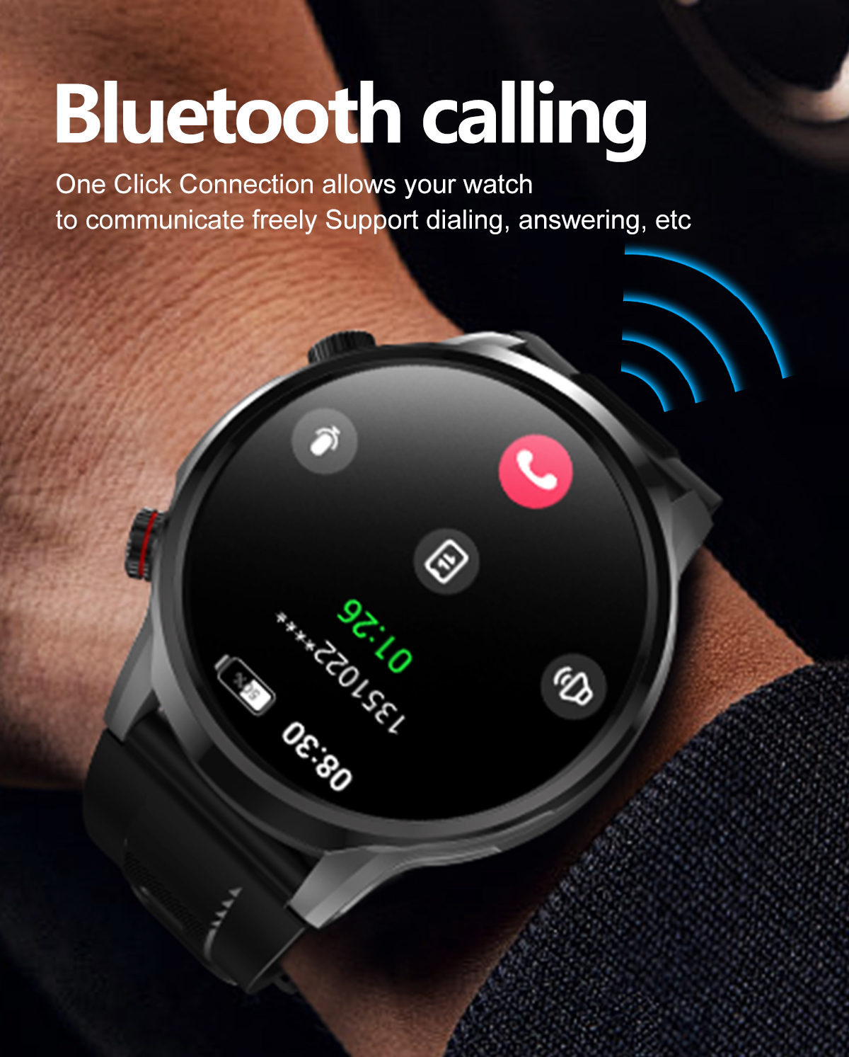Broadway GX100 Silver 1.95inch HD Large Screen BT Calling Smartwatch