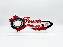 Load image into Gallery viewer, Custom 21st Birthday Key with Stand – Pacifica Patterns &amp; Flowers
