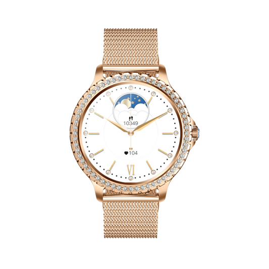 Broadway GI58 Gold Mesh With Peach Strap Ladies Smartwatch Luxury