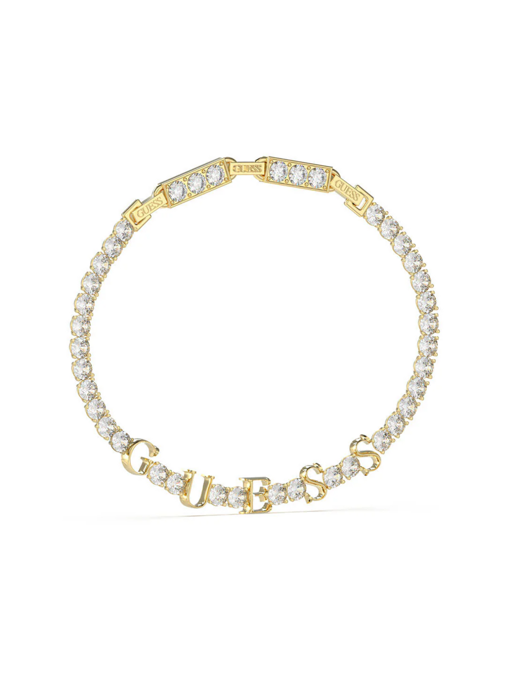 Guess Gold Arm Party Logo Tennis Bracelet JUBB04 218JW YG T/U