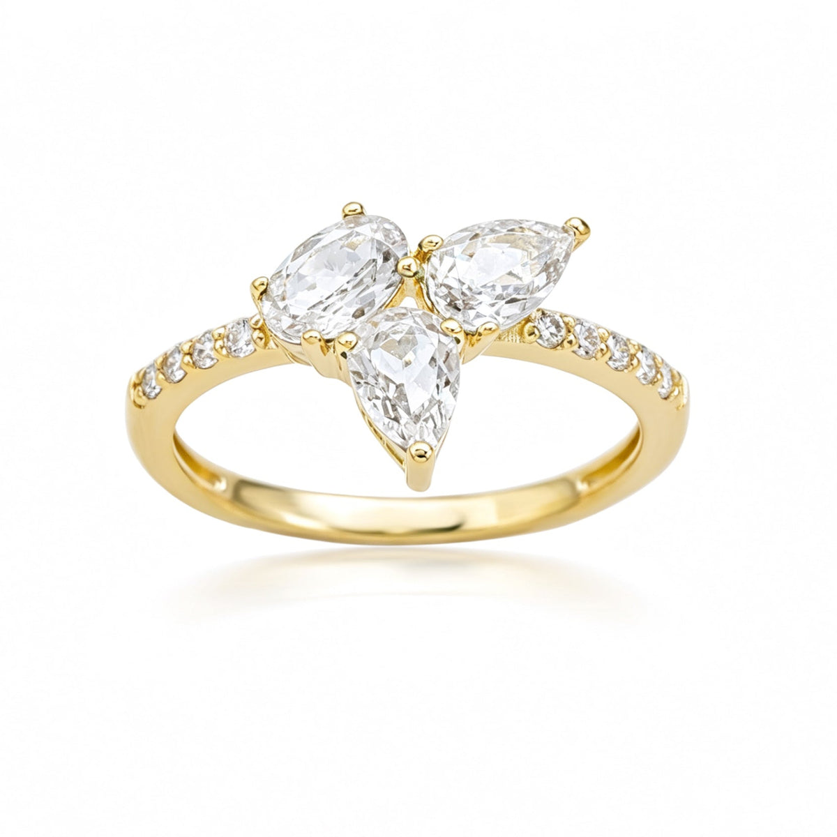 Trilogy Cluster 9ct Yellow Gold Lab-Grown Diamond Ring 1.13 TDW