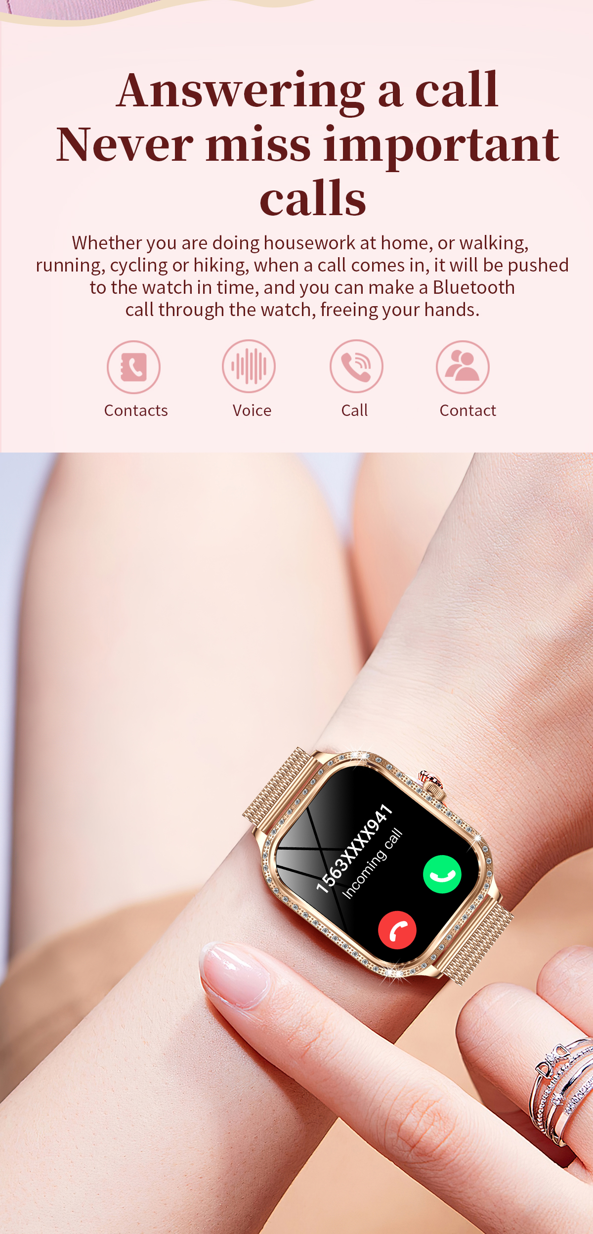 Broadway T8P8 Silver Ladies Smart Watch Sparkle Style