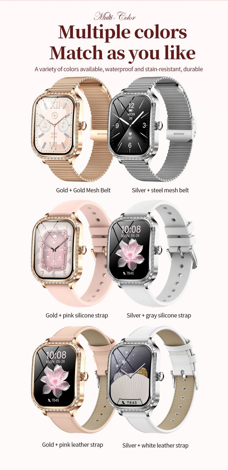 Broadway T8P8 Silver Ladies Smart Watch Sparkle Style
