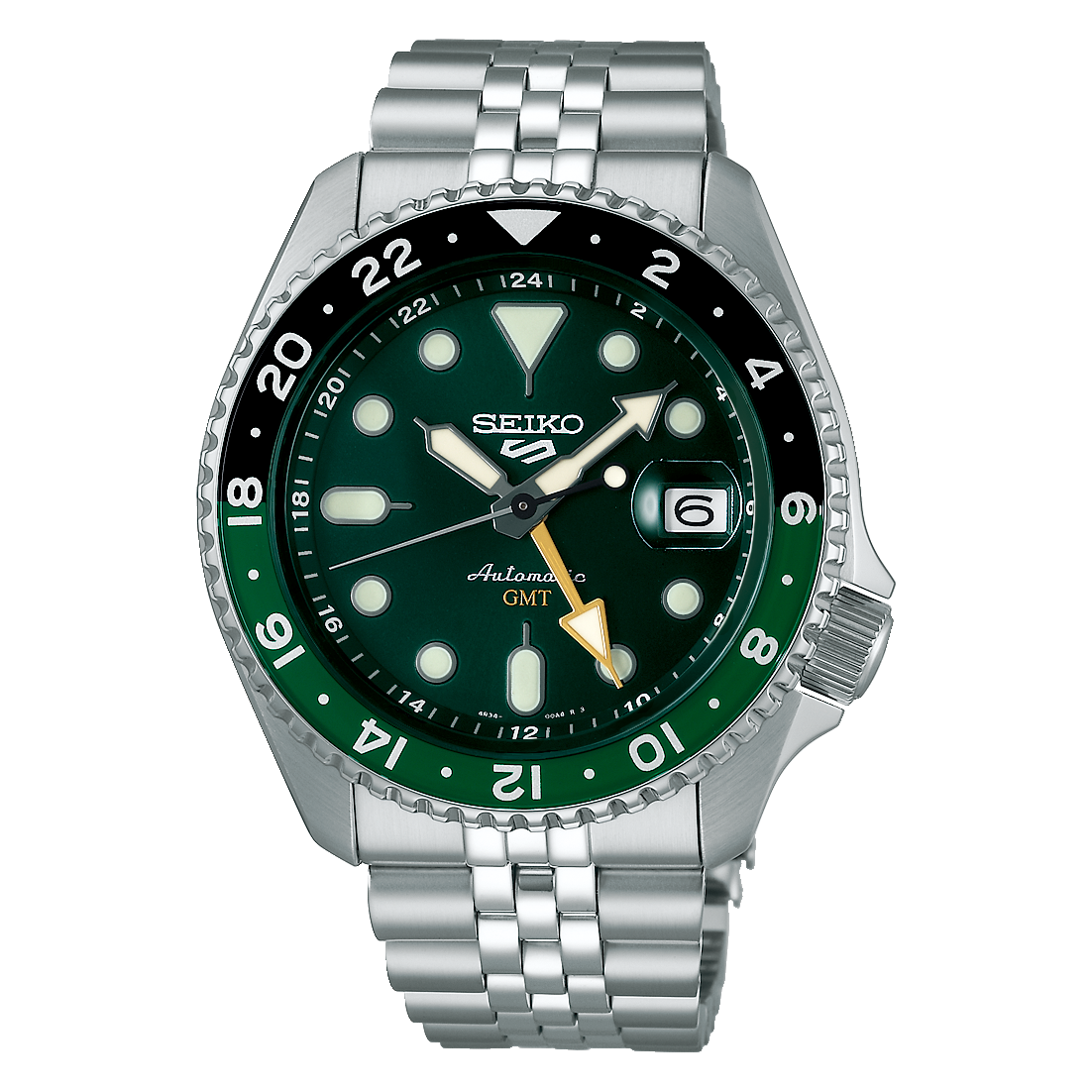 SSK035K Seiko 5 Sports Mens Automatic SKX GMT Bi-Colour Green 100M WR Watch