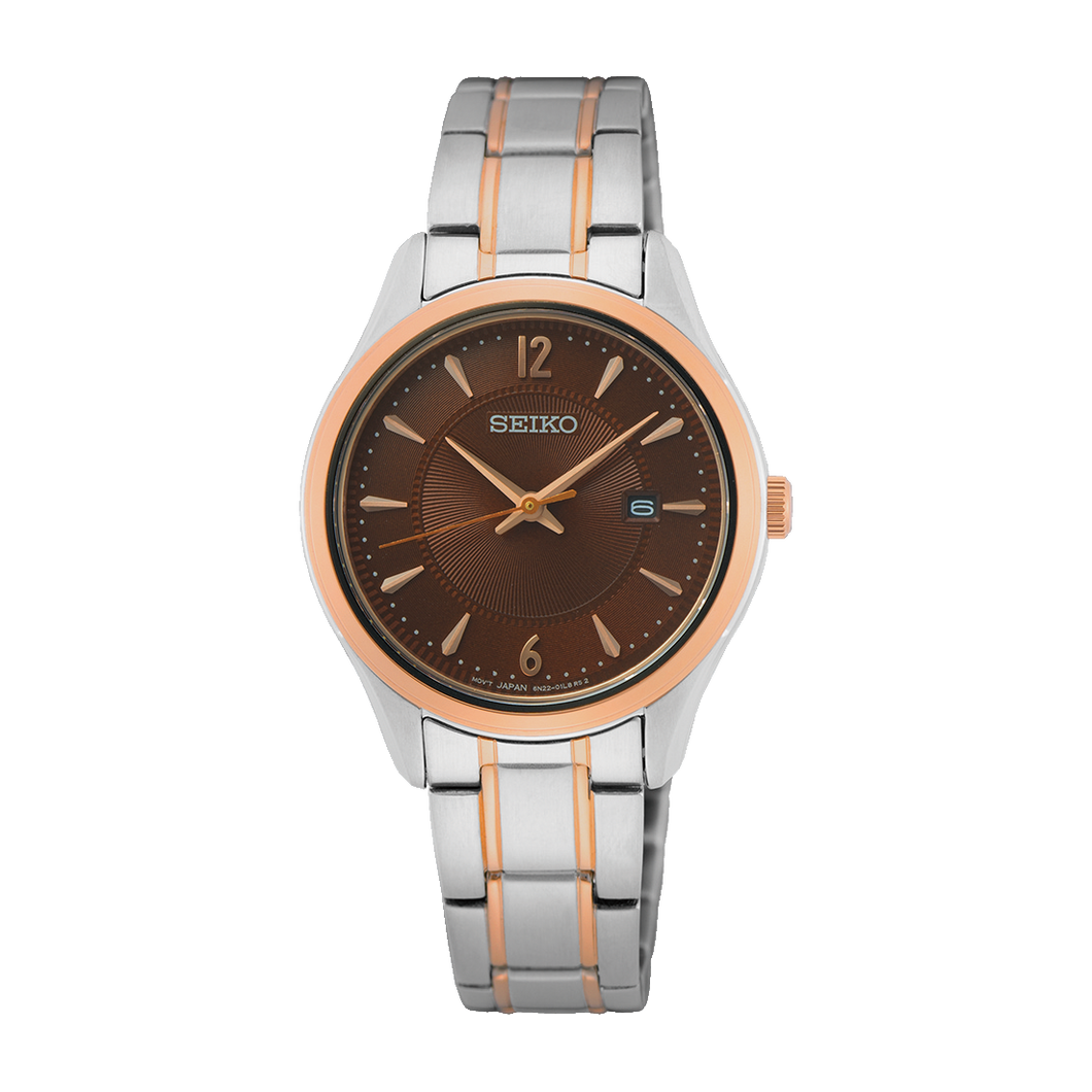 Seiko Sapphire Quartz Brown Dial Ladies Watch SUR476P1