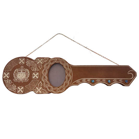 21st Island Design Key with Samoan Sila, Floral Patterns & Paua Shell Inlays