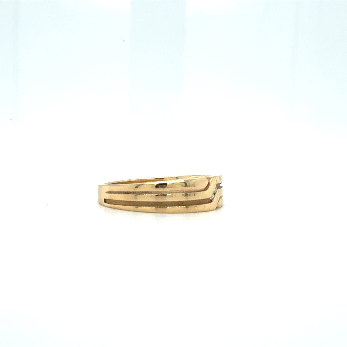 9ct Gold Two-Diamond Contour Men's Band