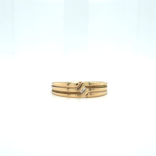 9ct Gold Two-Diamond Contour Men's Band
